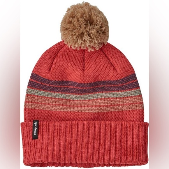 Patagonia Other - NWT Patagonia Youth Powder Town Beanie- Forest Stripe/Sumac Red/ One Size